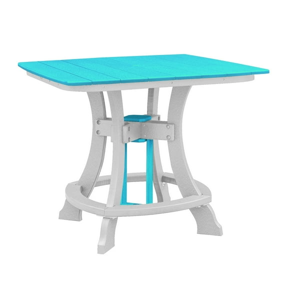 OS Home and Office Model Counter Height Square Table in Aruba Blue with White Base - N/A