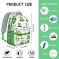 thumbnail image 5 of Cute Frog and Flower Print School Backpack – Green Frog Cartoon Pattern with Nature Forest and Plant Motifs, 5 of 5