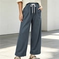 thumbnail image 2 of Zpanxa Wide Leg Sweatpants Women Elastic Drawstring Waist Loose Fit Solid Color Casual Lounge Athletic Trousers, 2 of 5
