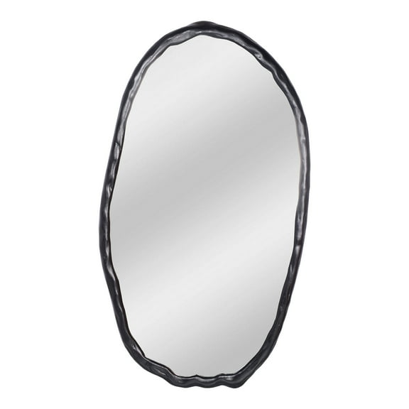 Oval Wall Mirror Black - Modern Decorative Frameless Mirror for Home Decor