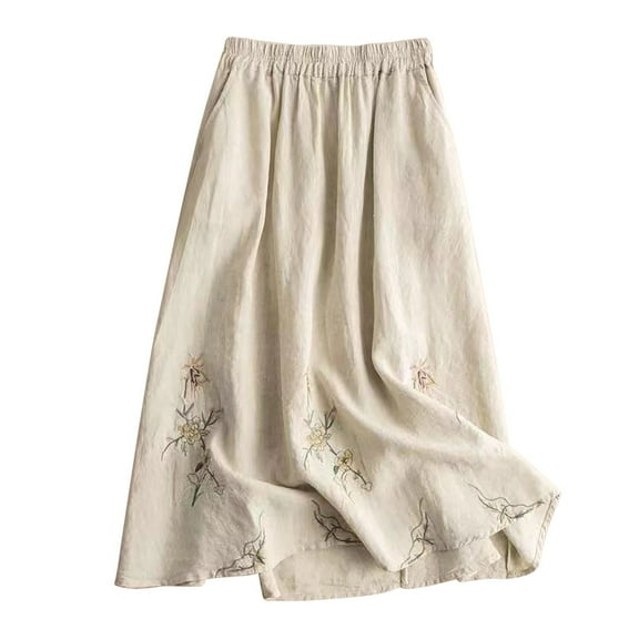 adviicd Skirts for Women Plus Size Women Dress Ladies Elastic Waist Slip Long Skirt Underskirt Petticoat (Khaki,L)