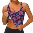 thumbnail image 4 of Xecao Rose Flowers for Sports Bra with Removable Pads, Crop Tank Top Design, Women's Longline Sports Bra - Non-Wired - Medium, 4 of 9