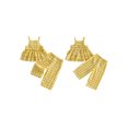 thumbnail image 2 of BemeyourBBs Toddler Baby Girls Summer Clothes 6 12 18 24 Months 2 3 4 Years Little Baby Girl Summer 2 Piece Outfits Gingham Plaid Sleeveless Square Neck Ruffled Tank Tops and Wide Legs Pants Set, 2 of 9