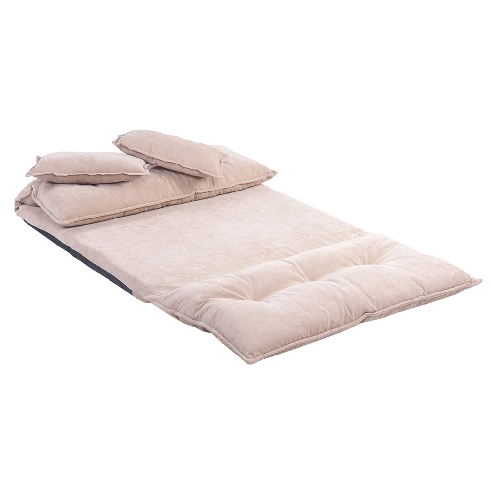 Kepooman Modern Adjustable Foldable Sofa Bed with Two Pillows, Beige Kepooman Modern Adjustable Foldable Sofa Bed with Two Pillows, Beige