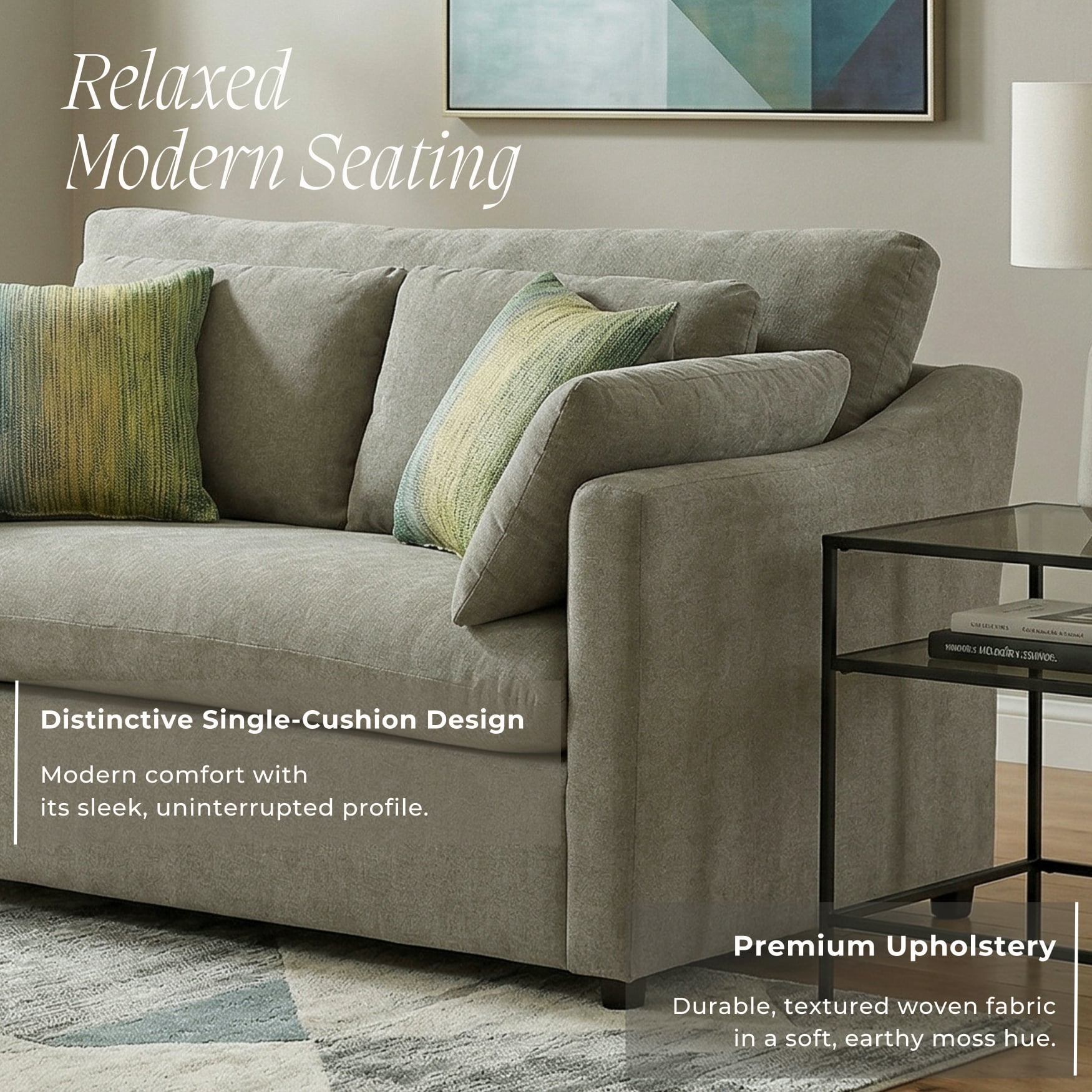 Roundhill Furniture Wilson 3-Piece Living Room Set, Sofa Loveseat and Cuddle Chair, Olive Green