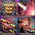thumbnail image 4 of Golden Lettering Happy New Year Banner Firework Design Festive Backdrop Star Decorations Ribbon Accents Holiday Background for New Year Party Indoor Decoration Family Reunion, 4 of 9