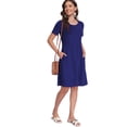 thumbnail image 3 of Asklazy Women's Midi Dress Short Sleeve Casual Floral T Shirt Dresses with Pockets,Mother's Day ,Royal Blue,M, 3 of 9
