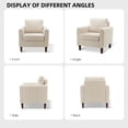 thumbnail image 2 of Upholstered Club Accent Chair Velvet Fabric Tufted Armchair Lounge Single Sofa Removable Backrest Wood Legs Home Living Room Ivory, 2 of 6