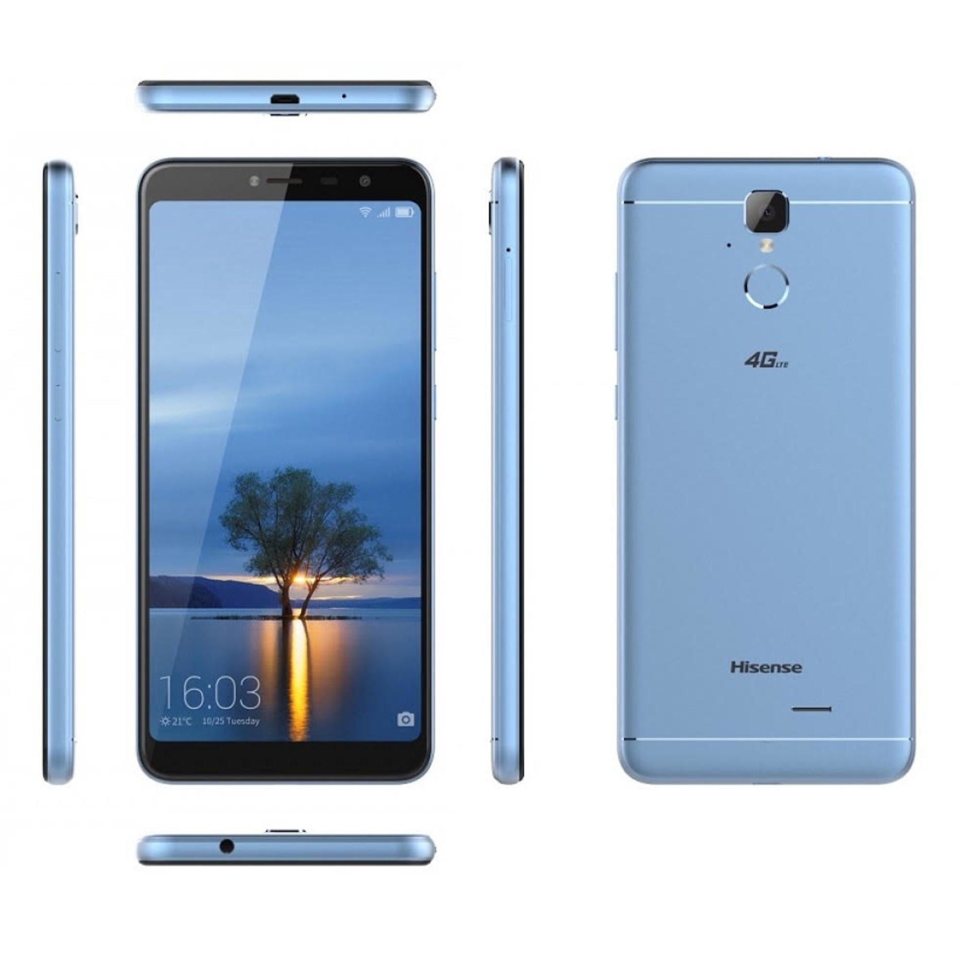 Hisense Infinity F24 16gb Unlocked Gsm 4g Lte Android Phone W 13mp Camera 2 5d Curved Glass Display Blue Used Walmart Com