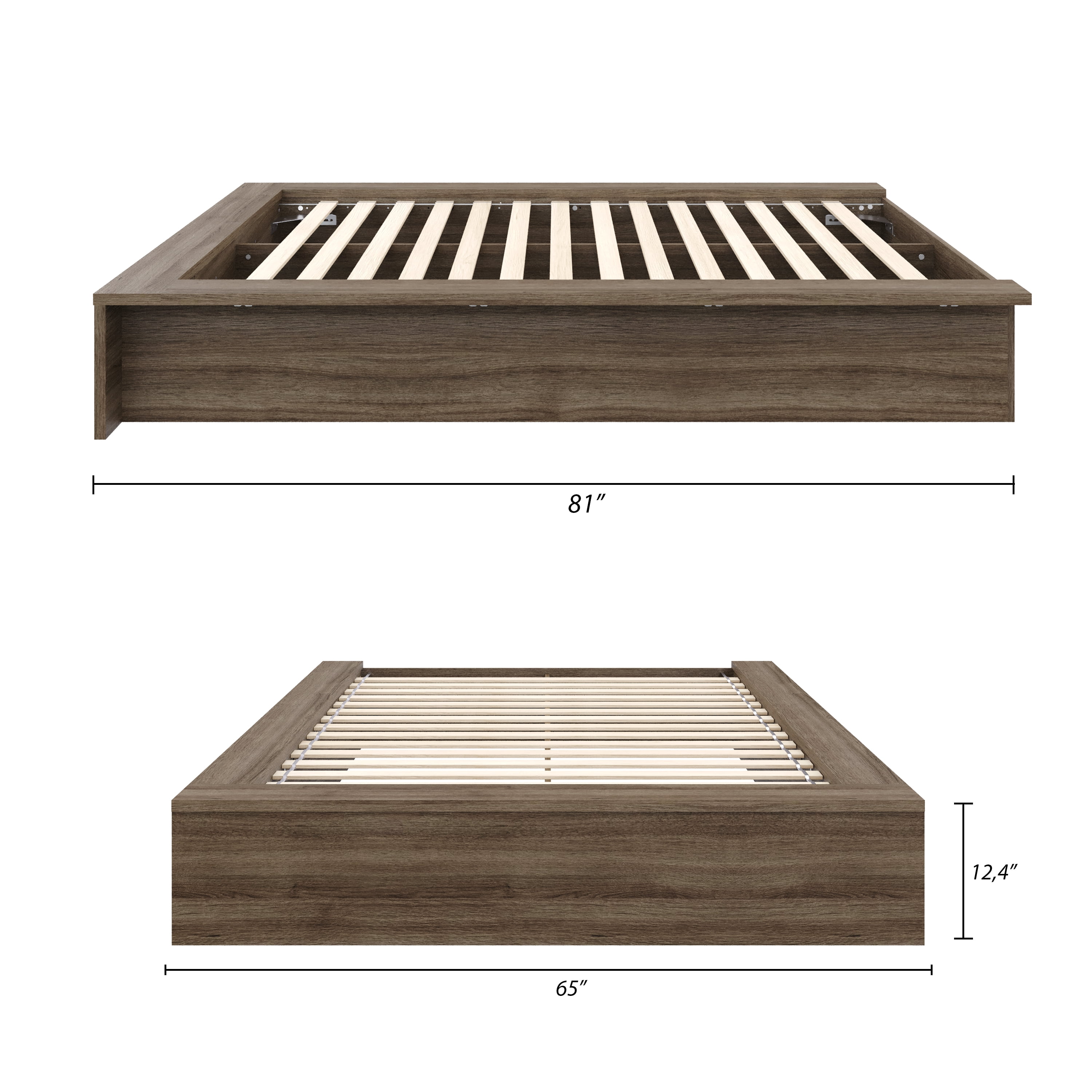 Nexera James Full Size Platform Bed Frame, Gray