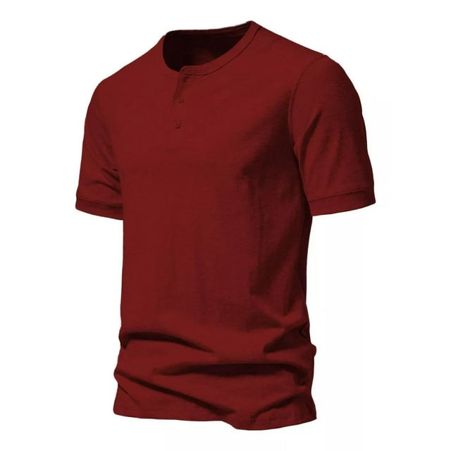Playera De Manga Corta Para Hombre Camisa Henley Con Botones