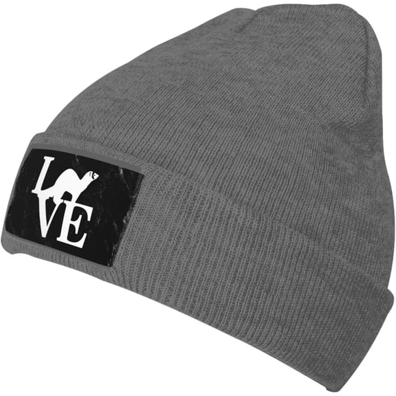 Love Ferret Knit Hat for Men Women Winter Warm Knit Beanie Hat Black
