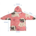 thumbnail image 7 of Pug and Love Heart Blanket Hoodies for Kids 6-13YR Oversize Wearable Blanket Hoodies for Boys Girls Teens, 7 of 7