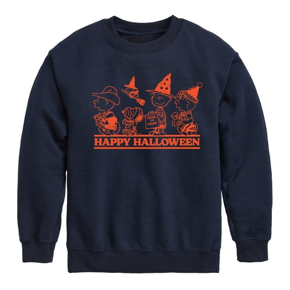 Peanuts - Orange Happy Halloween - Toddler & Youth Crewneck Fleece Sweatshirt
