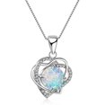 thumbnail image 1 of Collier Opale Simple en Forme de Cœur Double Design Creux Collier de Fiançailles Collier Romantique pour Femmes, 1 of 3