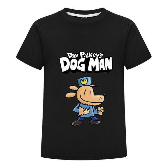Dog Man Full Body Uniform Design Shirt for Kids – Boys Girls Short Sleeve Graphic Tee Top