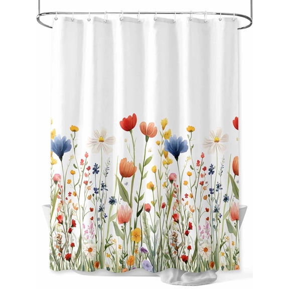 Shower Curtain Wildflower Shower Curtains for Bathroom, Waterproof Polyester Shower Curtain Set with Hooks, Standard Size 72" x 72" Watercolor Wildflower