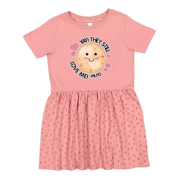 Inktastic Yay They Still Love Me Planet Pluto with Hearts Girls Toddler Dress