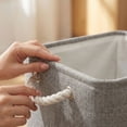 thumbnail image 3 of Square Foldable Storage Bin with Rope Handles,Gray 11 Inch | Collapsible Fabric Cube Basket, Cotton Linen Decorative Organizer Box for Shelves Closet Nursery Living Room, 3 of 4