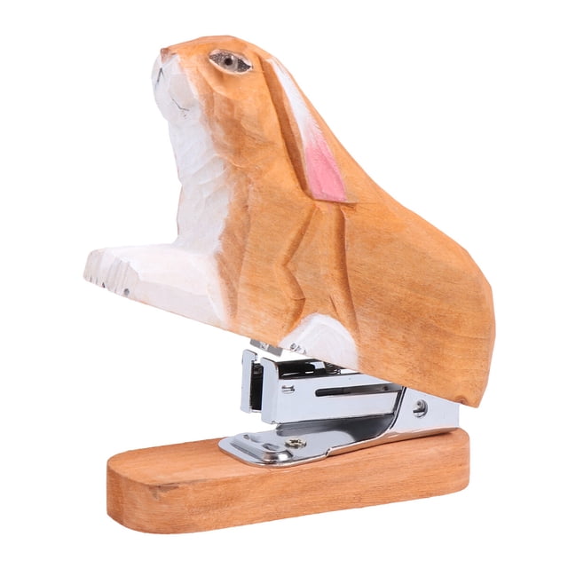 MasteelfCA Agrafeuse Portable en Forme de Lapin, Machine à Agraper Manuelle Créative en Bois pour Étudiants
