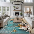 thumbnail image 4 of Coastal Beach Washable Living Room Rugs 5'x7', Starfish Conch Low Pile Throw Large Area Rugs Non-Slip Sturdy Edge Binding Carpet for Dining Room Bedside Kitchen, 4 of 9