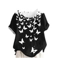 thumbnail image 2 of Xdegoge Cotton Linen Tunic Tops for Women Crewneck Short Sleeve Floral Print Shirts Asymmetrical High Low Hem Side Button Blouse Casual Summer Daily Flowy Loose Tees for Leggings, 2 of 5