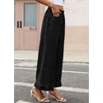 thumbnail image 3 of DOKOTOO Women Wide Leg Jeans High Waisted Stretch Denim Elastic Waist Ruffle Hem Flare Pants Vintage Loose Fit High Rise Baggy Jeans, 3 of 8