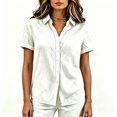 thumbnail image 3 of Asgosdo Womens Button Down Shirts Cotton Linen Short Sleeve Collared Loose Fit Tops Soft Cozy Summer Blouses, 3 of 6