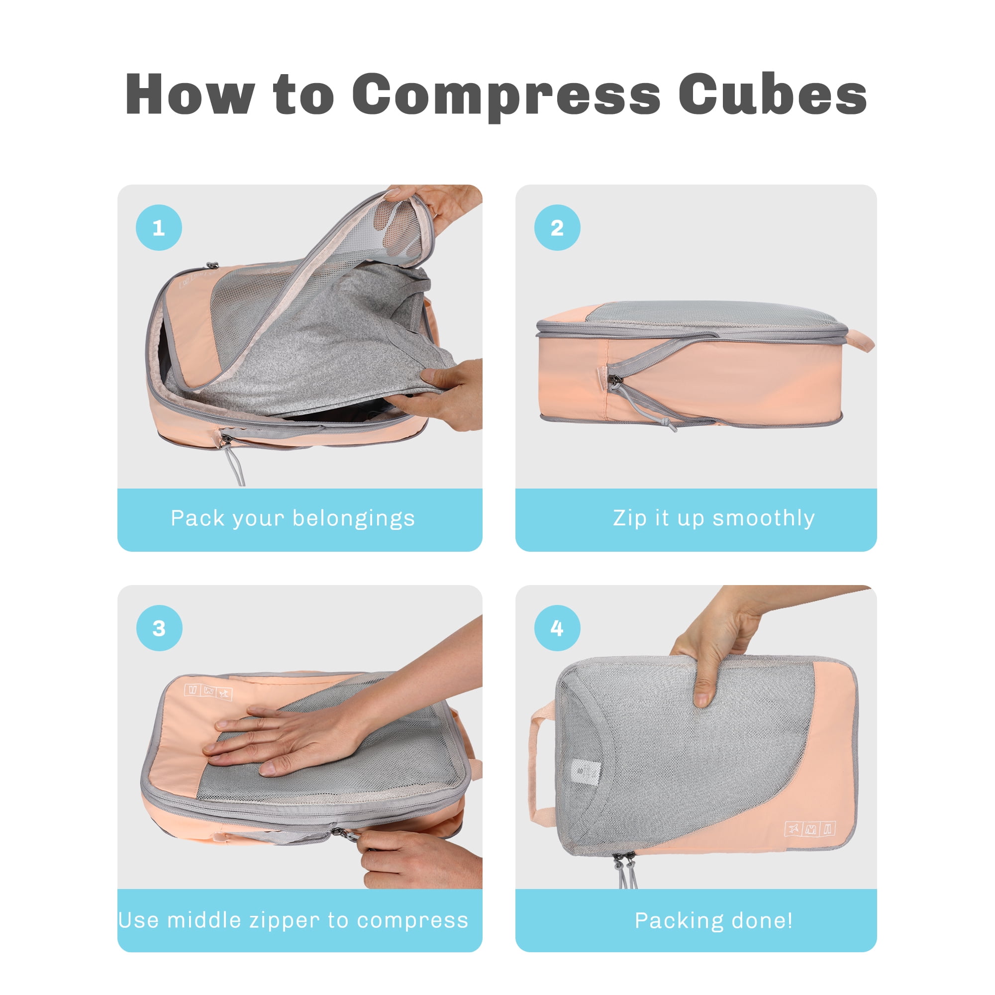 Compression Packing Cubes Set – Hynes Eagle – Peach