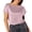 Pink, variant on Lixiuxyad Women's Pure Color Minimalist Fashion Short Sleeve Top Summer Tee Shirts,Blue L