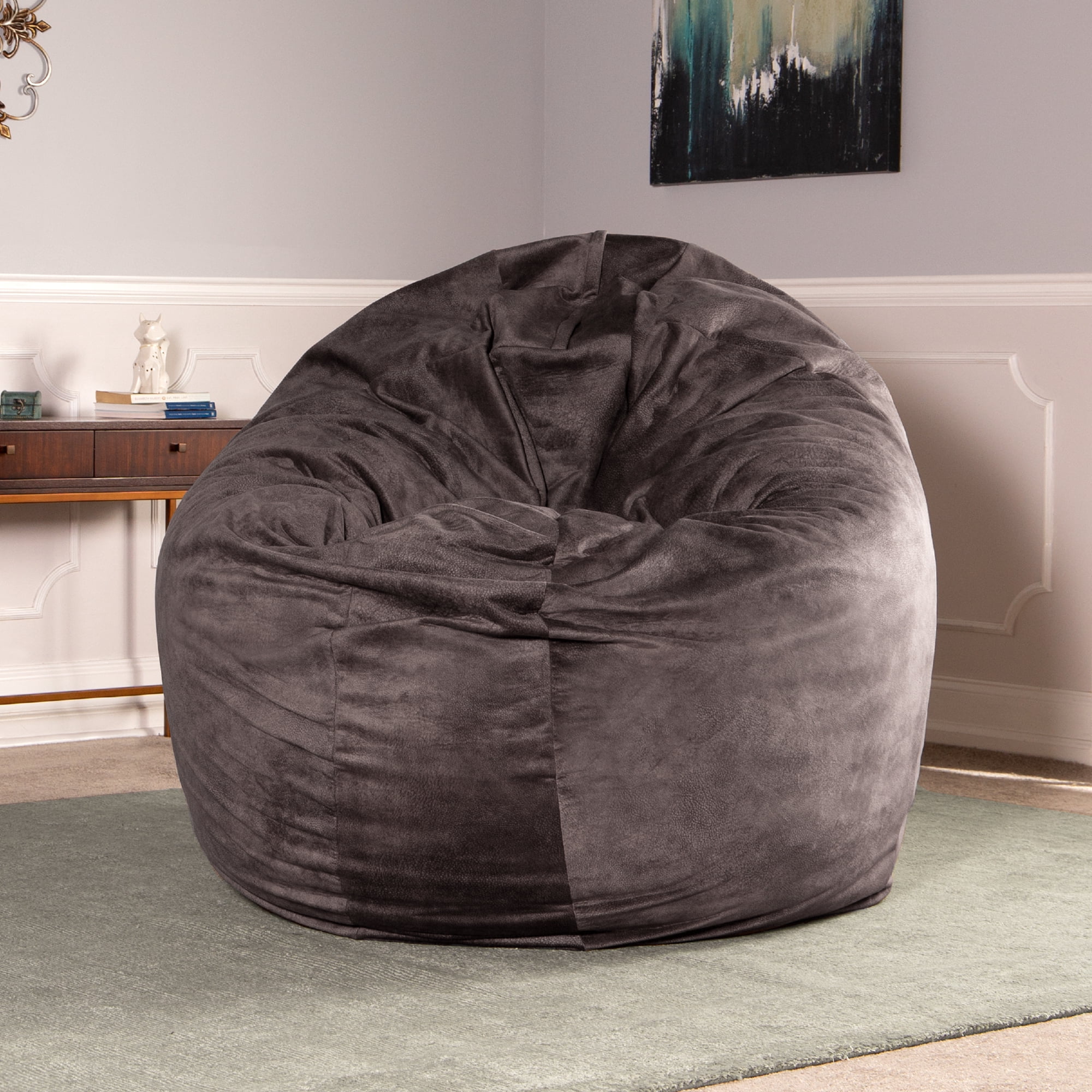 Jaxx 6 Foot Cocoon - Premium Giant Bean Bag for Adults - Padded Microvelvet, Pewter
