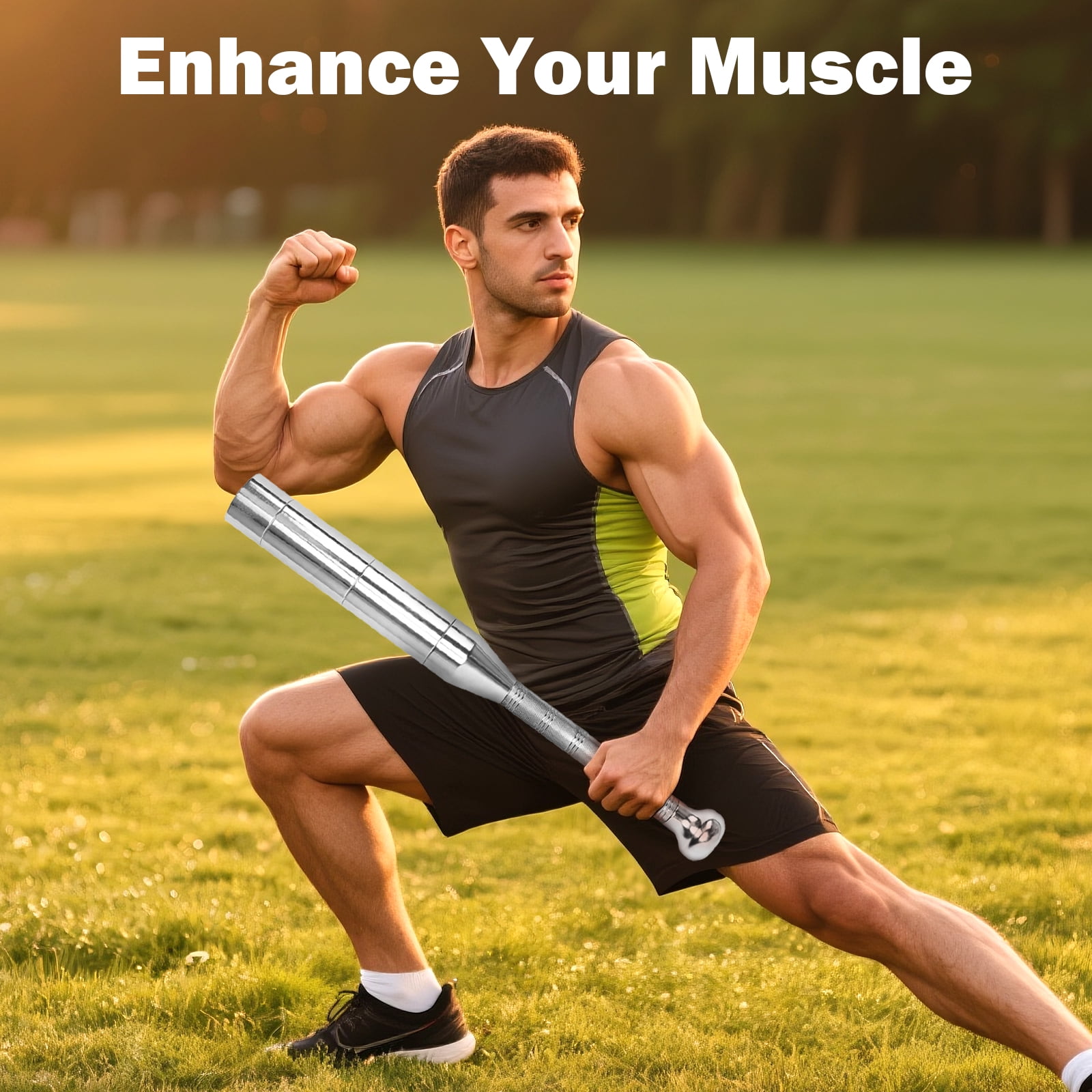 Gomok Adjustable Macebell Clubbell, 6.6/ 8.8/ 11/ 13.2/ 15.4/ 17.6 lb Steel Weighted Club for Muscle Building Shoulder, Grips & Forearms Workout