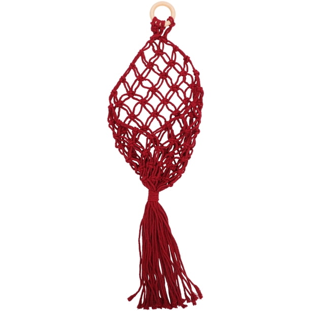 Cesta colgante de pared estilo macramé Cesta tejida para verduras y frutas Cesta colgante tejida