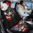 thumbnail image 2 of Uorisanigo 2 Pcs Front Car Seat Cover, American Flag Wolf High Back Bucket Car Seat Cover for Front Seats, Soft Plush Seats Covers, Universal Fit Auto Inteior Accessories, 2 of 7