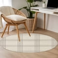 thumbnail image 6 of Grey Checkered Round Rug 4ft Washable Circle Entryway Rugs Non Slip Rustic Farmhouse Buffalo Plaid Area Rug Indoor Floor Carpet for Bedroom Kitchen Living Room Home Office Dining Room Nursery, 6 of 9