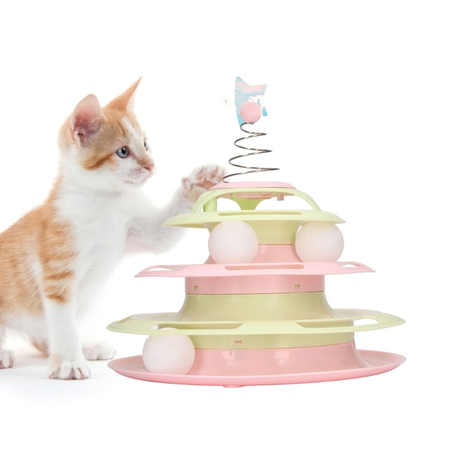 Rodillo De Juguete Para Gatos, Juguete Giratorio Seguro E Interesante Para Gatitos De PP, 4 Niveles Con Estrella De Primavera Para Suministros Para Gatitos