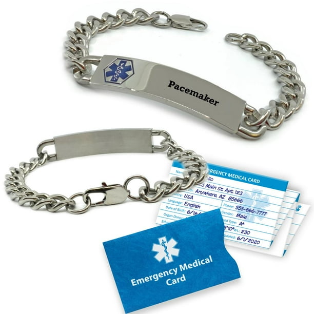 "Pacemaker" Traditional Stainless Steel Medical Alert ID Bracelet For