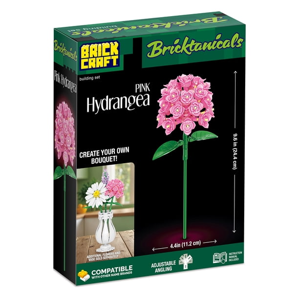 Brickcraft Pink Hydrangea Building Kit, 121-Piece Set, Floral Brickcraft Pink Hydrangea Building Kit, 121-Piece Set, Floral