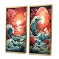 thumbnail image 3 of Designart "Waves of Drama V" Beach Framed Wall Art Set Of 2 - Coral Beach Gallery Wall Frame Set For Home Decor, 3 of 7