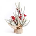thumbnail image 2 of Tabletop Christmas Tree Mini Snow Flocked Artificial Christmas Tree with Red berries for Table Top Desk Holiday Party Decoration, 2 of 6