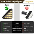thumbnail image 3 of 12 Pack Solar Stair Lights Outdoor Stair Lights with Waterproof IP67 LED Solar Light for Outside Light Decor for Stair, Deck, Front Step, Front Porch, Patio, Garden and Backyard, 3 of 7