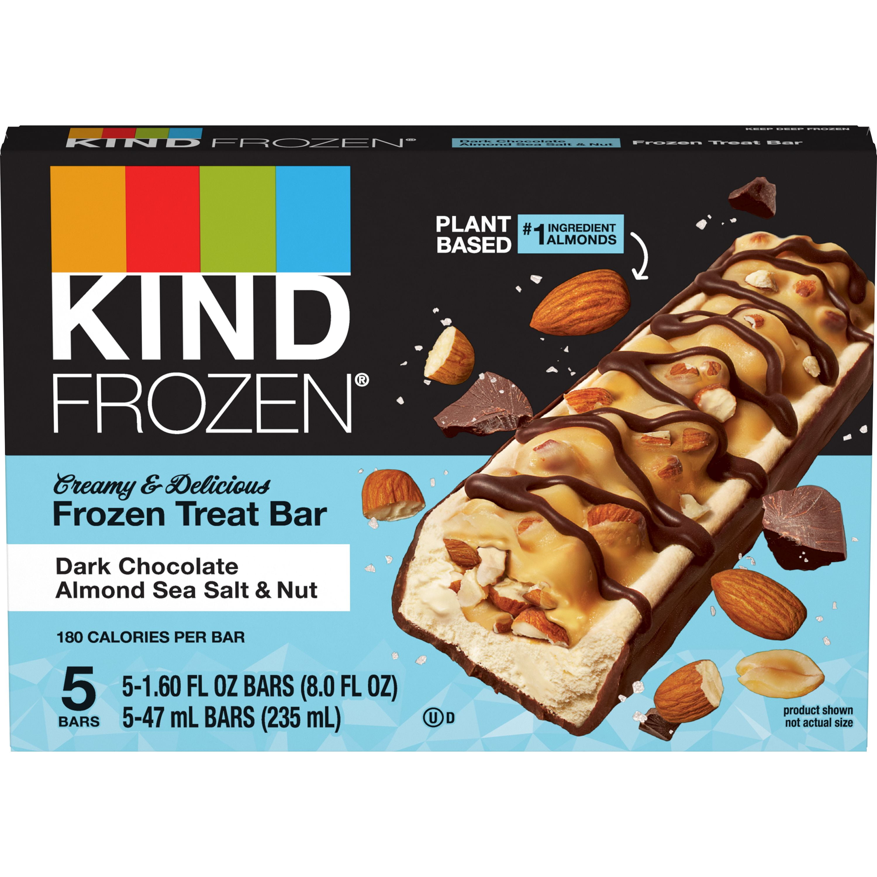 KIND Frozen Dark Chocolate Almond Sea Salt Treat Bars, 5 Count