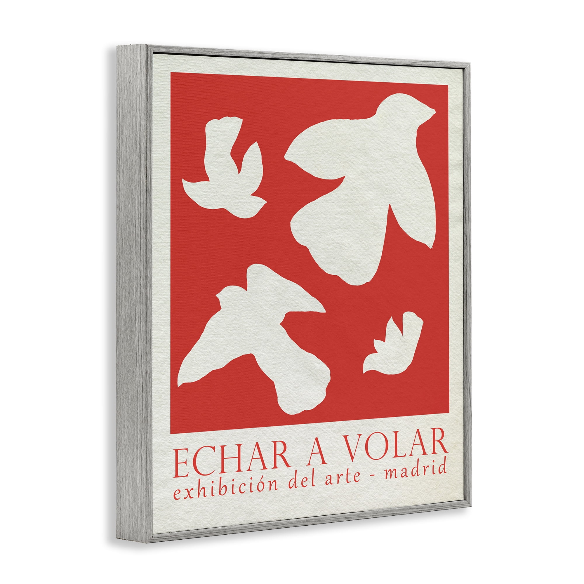 Stupell Industries Classic Exhibition Red Birds Typography Painting Gray Framed Art Print Wall Art, 16 x 20