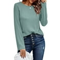 thumbnail image 5 of UVN Sweatshirts For women Long Sleeve Shirts Ladies Fall Crewneck Pullovers Casual Knit Tops, 5 of 9