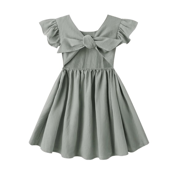 Vestido Dutebare de lino y algodón con volantes para niñas pequeñas, 120