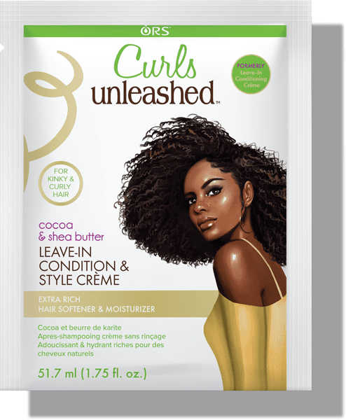ORS Curls Unleashed Cocoa & Shea Butter Detangling nourishing Leave-in Conditioner with Olive Oil & Aloe, 1.75 fl oz, Travel Size