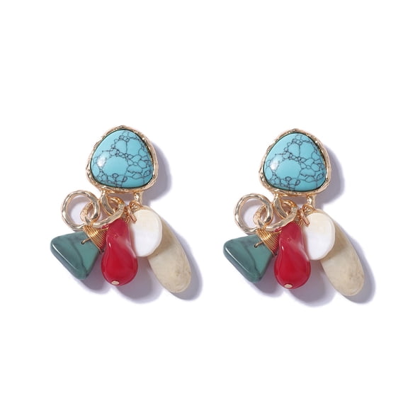 Bohemian Handmade Elegant Vintage Turquoise Stone Dangle Earrings Banquet Wedding Women Accessories