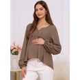 thumbnail image 6 of DARING DIVA Women's Maternity Empire Waist Babydoll Lantern Sleeve Blouse L Brown, 6 of 8