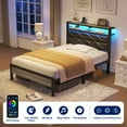 thumbnail image 3 of Greenstell Twin LED Bed Frame with Headboard Storage - Charging Station,Black, 3 of 9