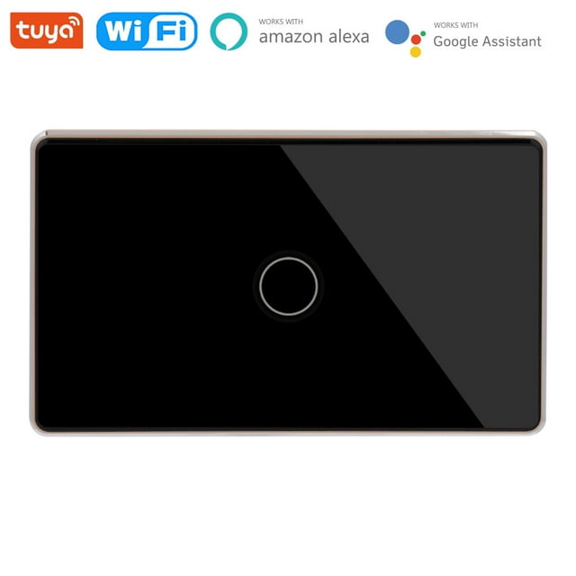 Yeacher Interrupteur Tactile Mural Intelligent WiFi Panneau en Verre Application Mobile Tuya/contrôle Tactile Minuterie Aucun Hub Requis Compatible avec Google Home&Alexa